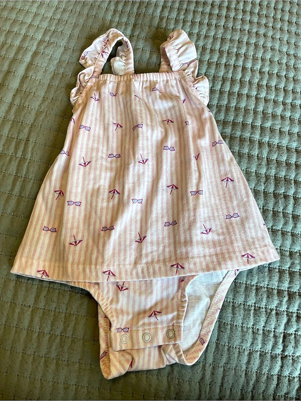 Carter's Baby Girls Striped Romper Pink & White 18M